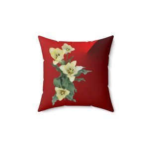 Floral Square Pillow cream tulip red